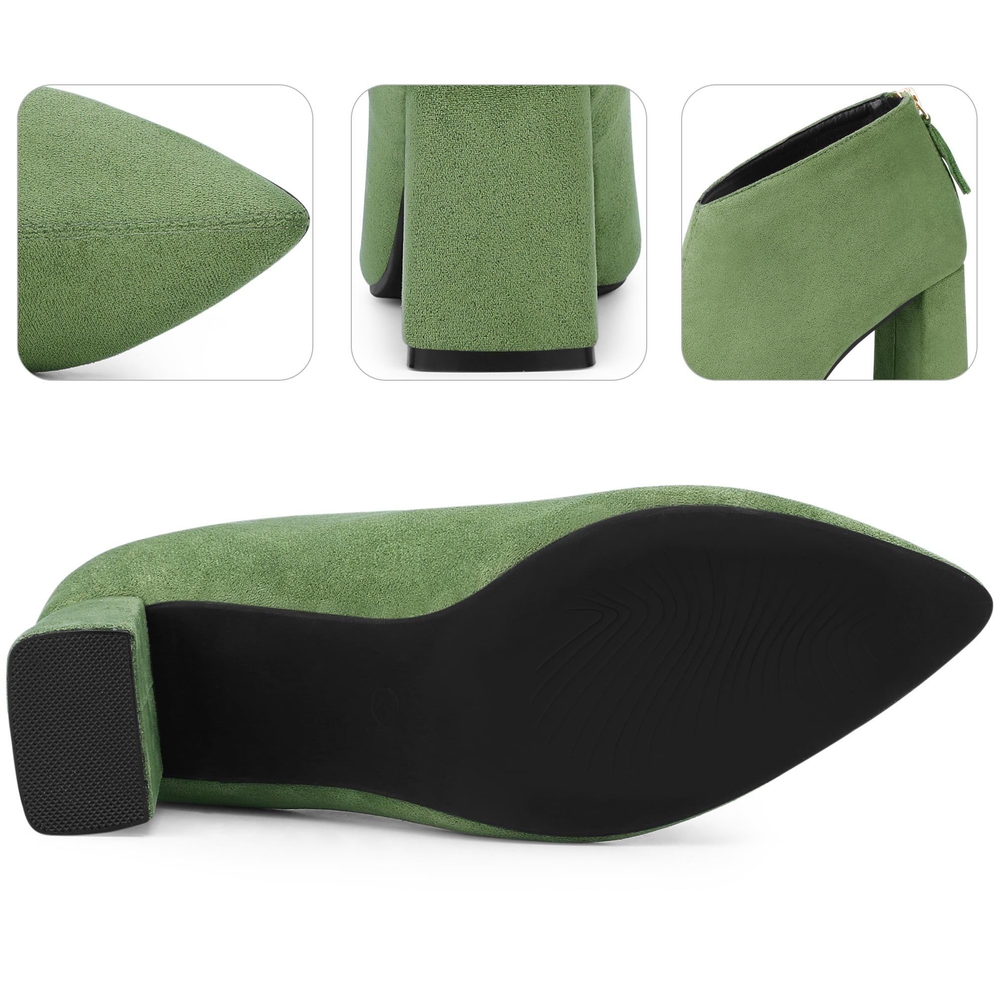 DARING DIVA Women's Pointed Toe Cutout Block Heel Ankle Booties Green 6