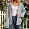 thumbnail image 6 of Women Fashion Hooded Sweatshirts Zip Front Soft Solid Blouse Long Sleeve Tops Pockets Hoodied Sweatshirt, 6 of 8