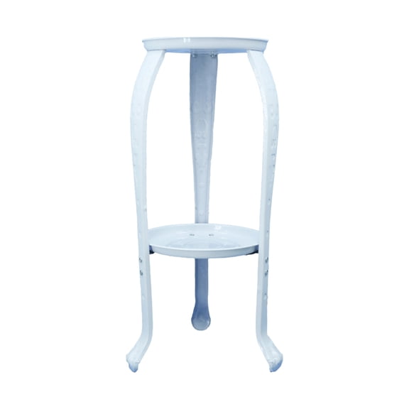JHyouerji 2 Tier Wrought Iron Plant Stand 20x10 Inch Rust Resistant Space Saving White Flower Pot Holder Easy Assembly for Balcony Patio Indoor Home Garden Decor