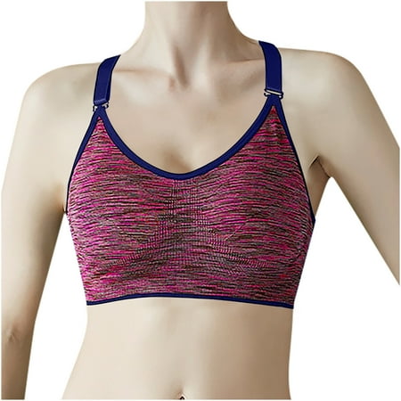 ATOYSOY Sports Bra Everyday Bra Camouflage Yoga Activewear Solid Color Underwear Push Up Bralette Workout Comfort Bra Clearance Breathable Teens Wireless Tank Tops Purple XL