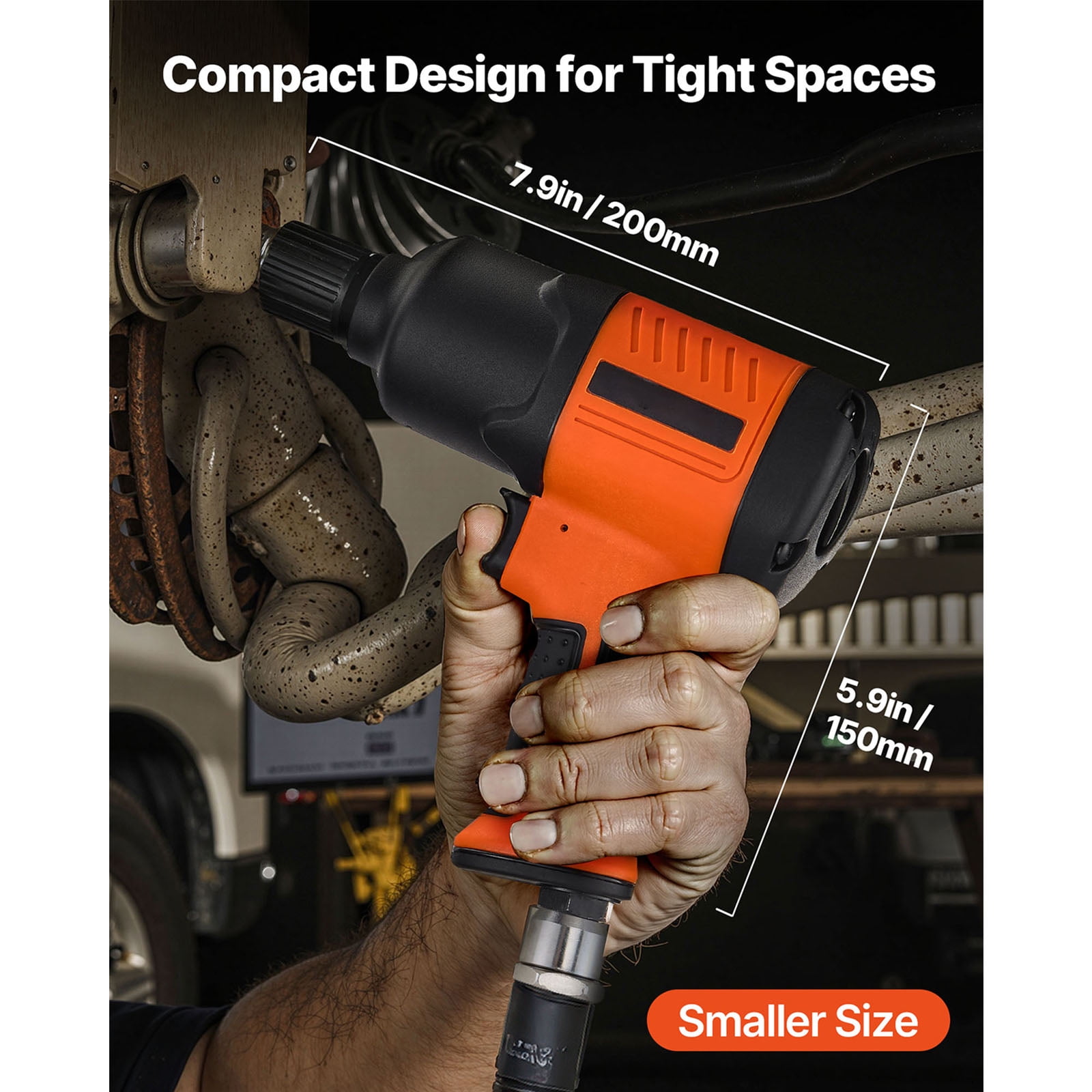 KFFKFF 1/2" Drive Pneumatic Impact Wrench with 1100 ft-lbs Reverse Torque, 7500RPM, 4-Speed Adjustable Tool for Vehicle Repairs and Maintenance