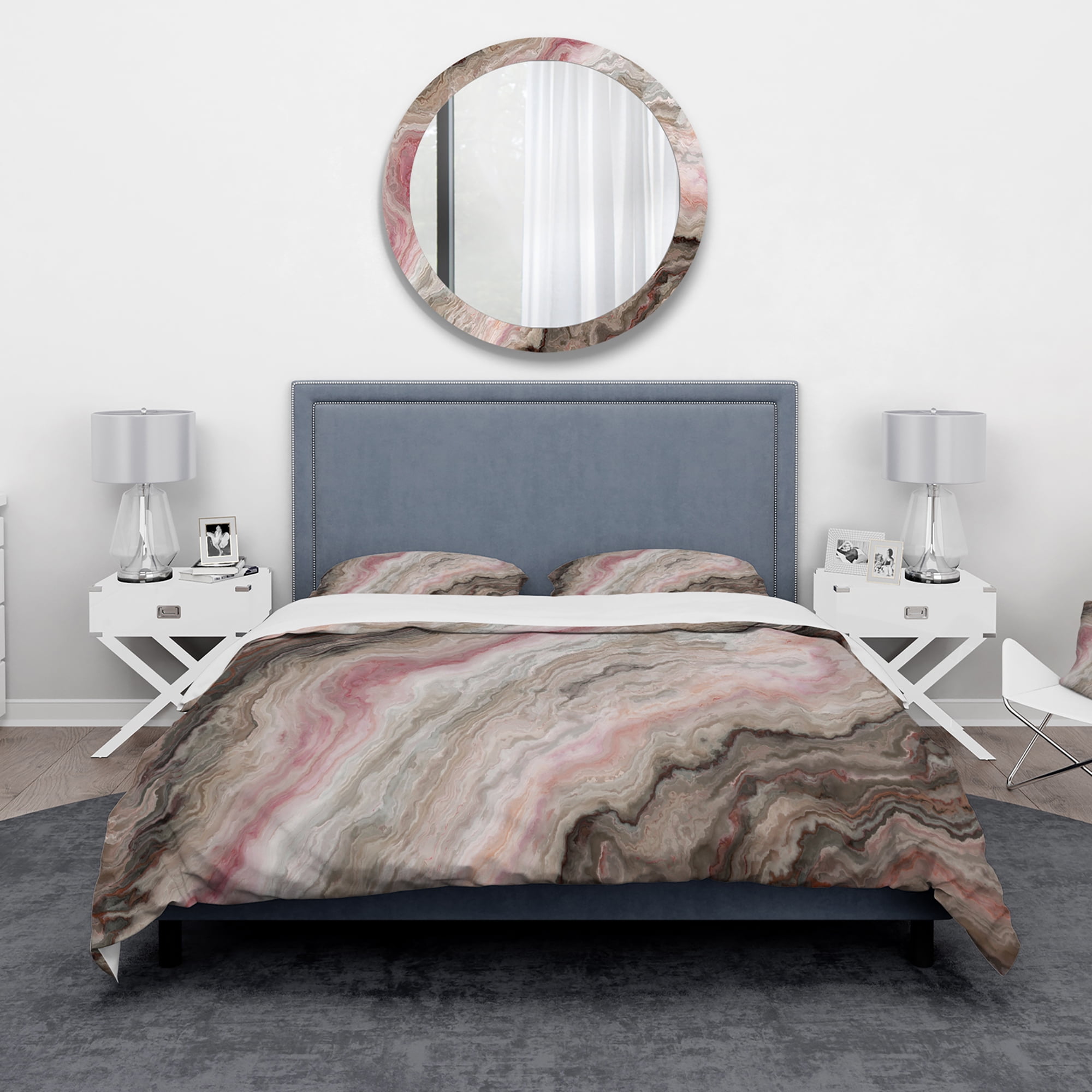 Designart 'Grey Onyx with Rose Inclusions' Mid-Century Modern Duvet Cover Set