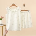 thumbnail image 2 of Bxsruta Women's Floral Print Pajama Set Sleeveless Ruffle Trim Top and Shorts 2 Piece Sleepwear for Women Lightweight Lounge Wear, 2 of 7