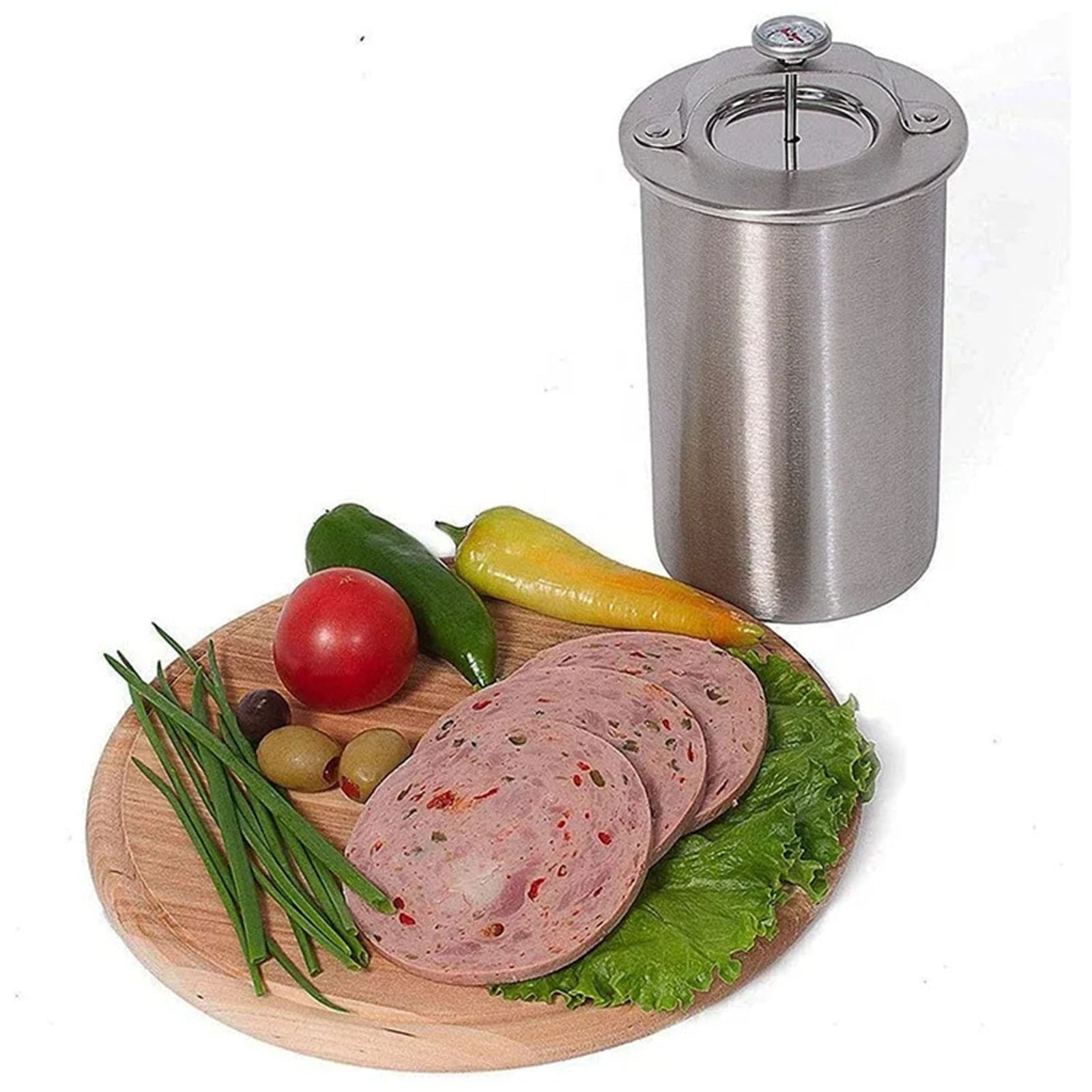1set Stainless Steel Meat Press Maker Thermometer for Cooking Ham Beef Poultry and More for Creating Delicious Patties and Meat