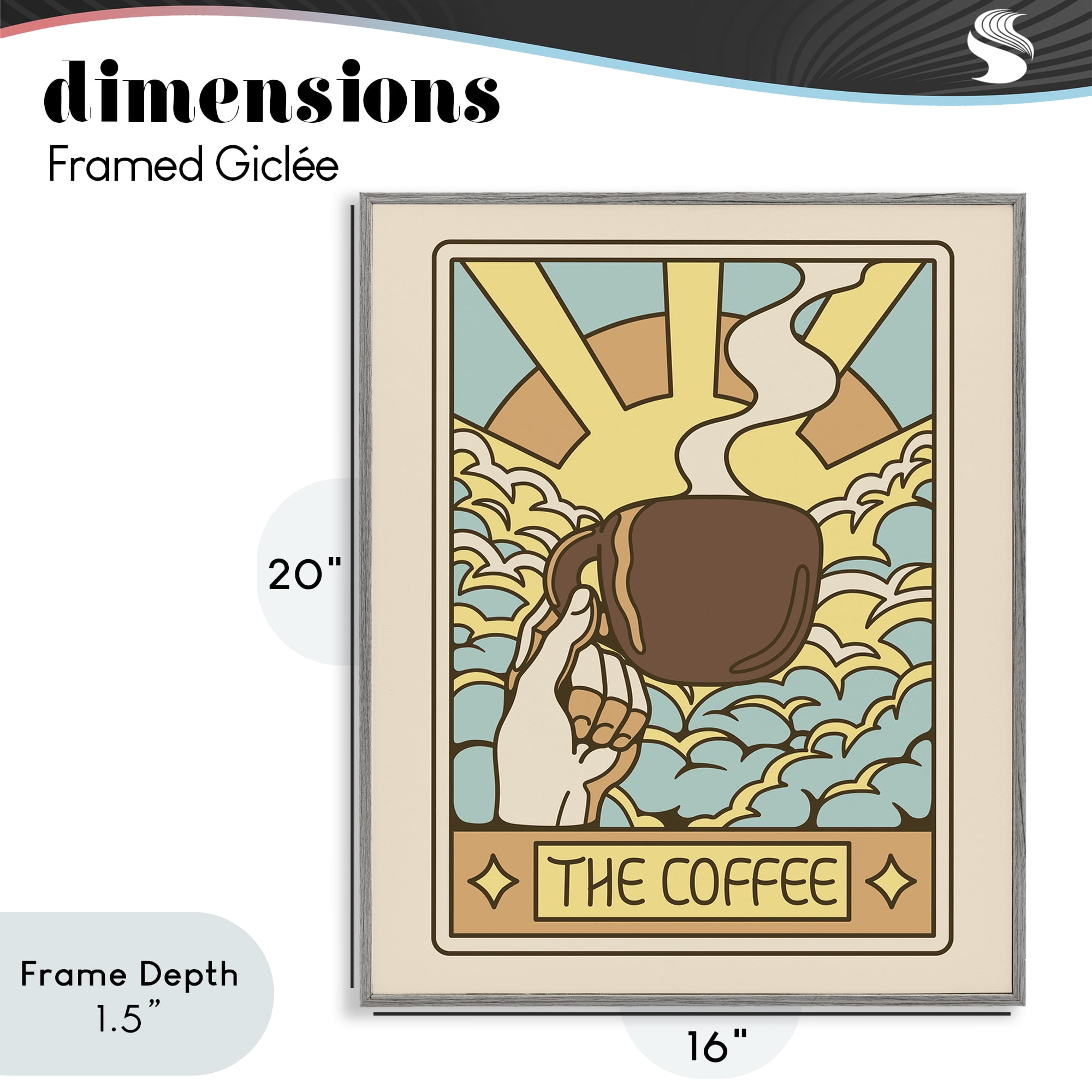Stupell Industries The Coffee Muted Tarot Gray Framed Giclee Art, design by Tobe Fonseca