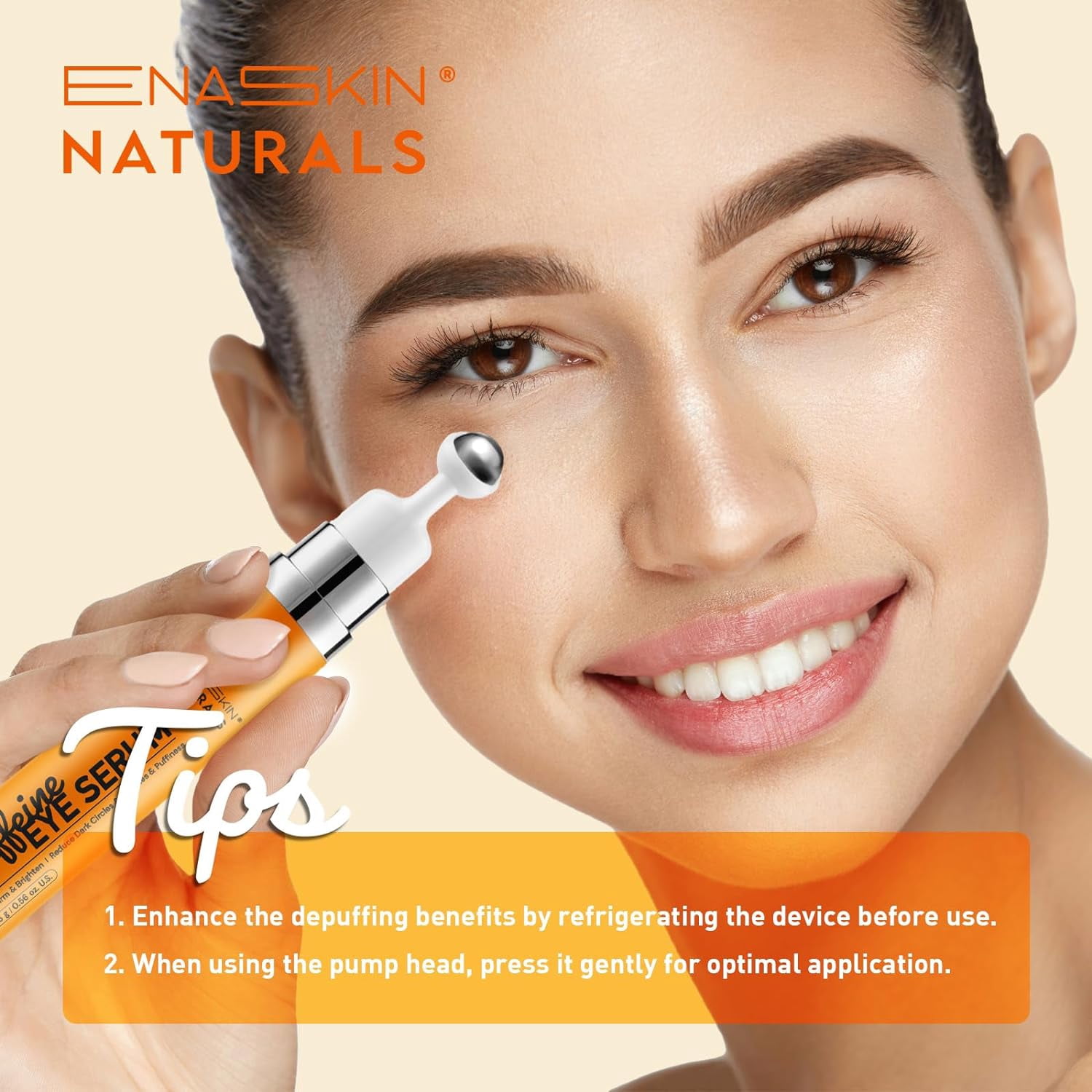 Enaskin Naturals 5% Caffeine Eye Serum, Under Eye Cream with Retinol and Collagen, 1.7 fl oz