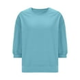 thumbnail image 5 of Horkkom Sweatshirt for Women 3/4 Sleeve Solid Color Crewneck Sweatshirts Casual Loose Fall Outfits L, Gifts for Women, 5 of 9