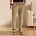 thumbnail image 6 of Men's Drawstring Linen Pants Casual Loose Trousers, 6 of 8