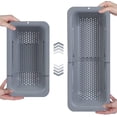 thumbnail image 1 of Cesta coladora para colocar sobre el fregadero: lava verduras y frutas, escurre pastas cocidas y seca platos; extensible; New Home Kitchen Essentials (7,9 W x 14-19 L x 2,75 H) - Gris, 1 of 4
