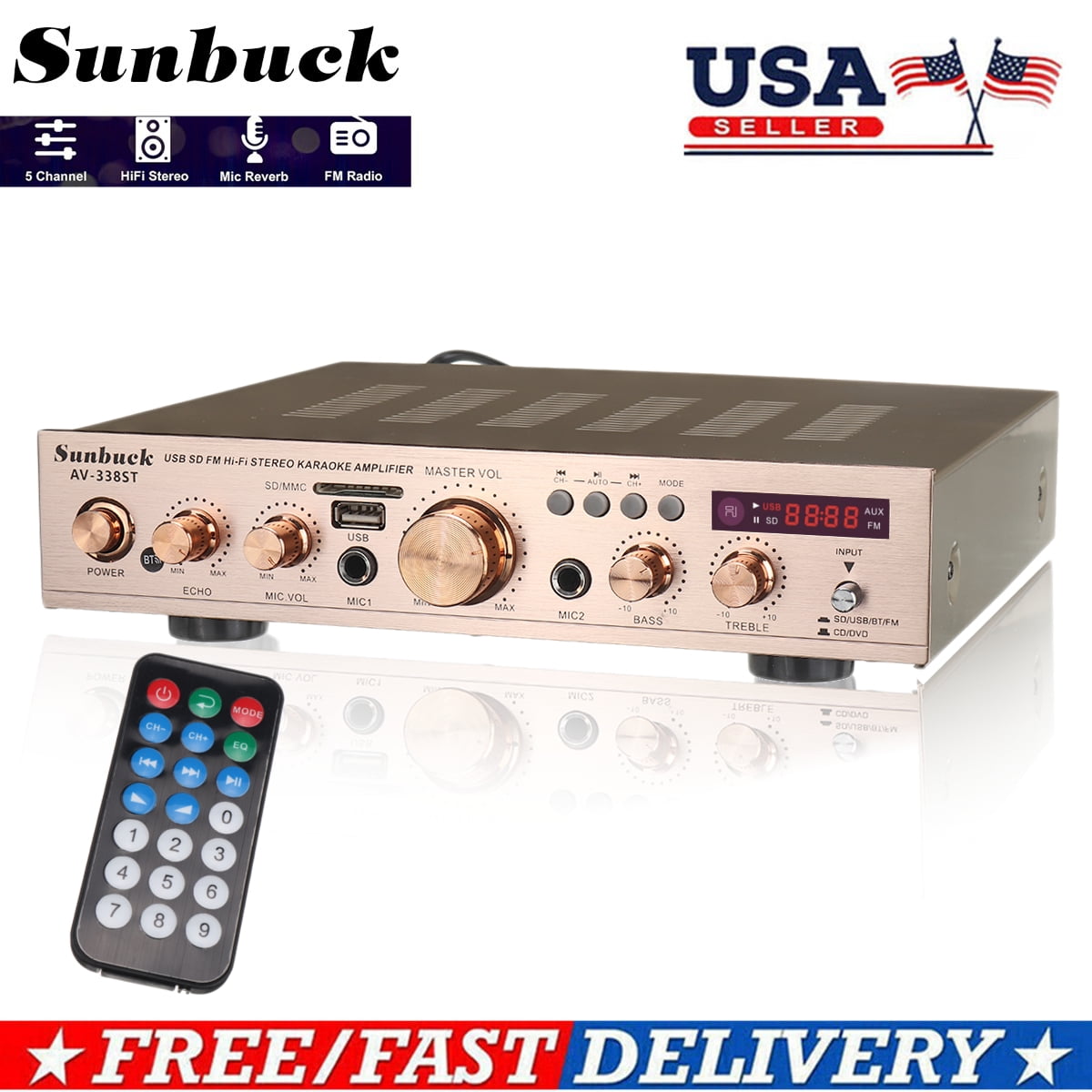 2000W Home Stereo Amplifier Compact bluetooth Audio Power Amp Receiver