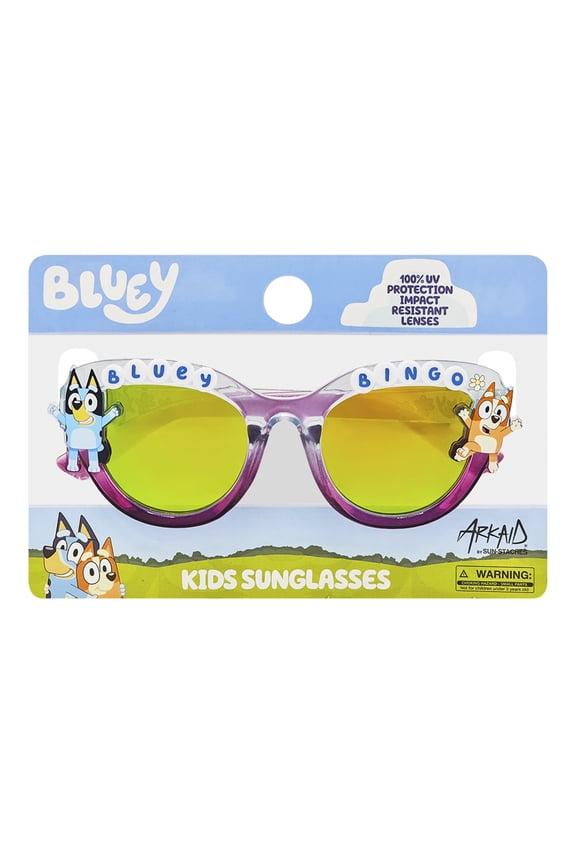 Bluey and Bingo Light Blue to Purple Gradient w/ Beads Sunglasses