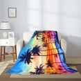 thumbnail image 4 of PHELIKA Palm Trees Silhouette At Sunset 01 All Season Soft Throw Blanket Lightweight Flannel Fleece Blankets 50" x 60", 4 of 8