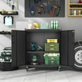 thumbnail image 3 of IKIMI 34.65"H Metal Storage Cabinet with Wheels, Rolling Garage Tool Cabinet with Lockable Doors and Adjustable Shelves, Heavy Duty Steel Organizer for Office & Warehouse, Black, 3 of 9