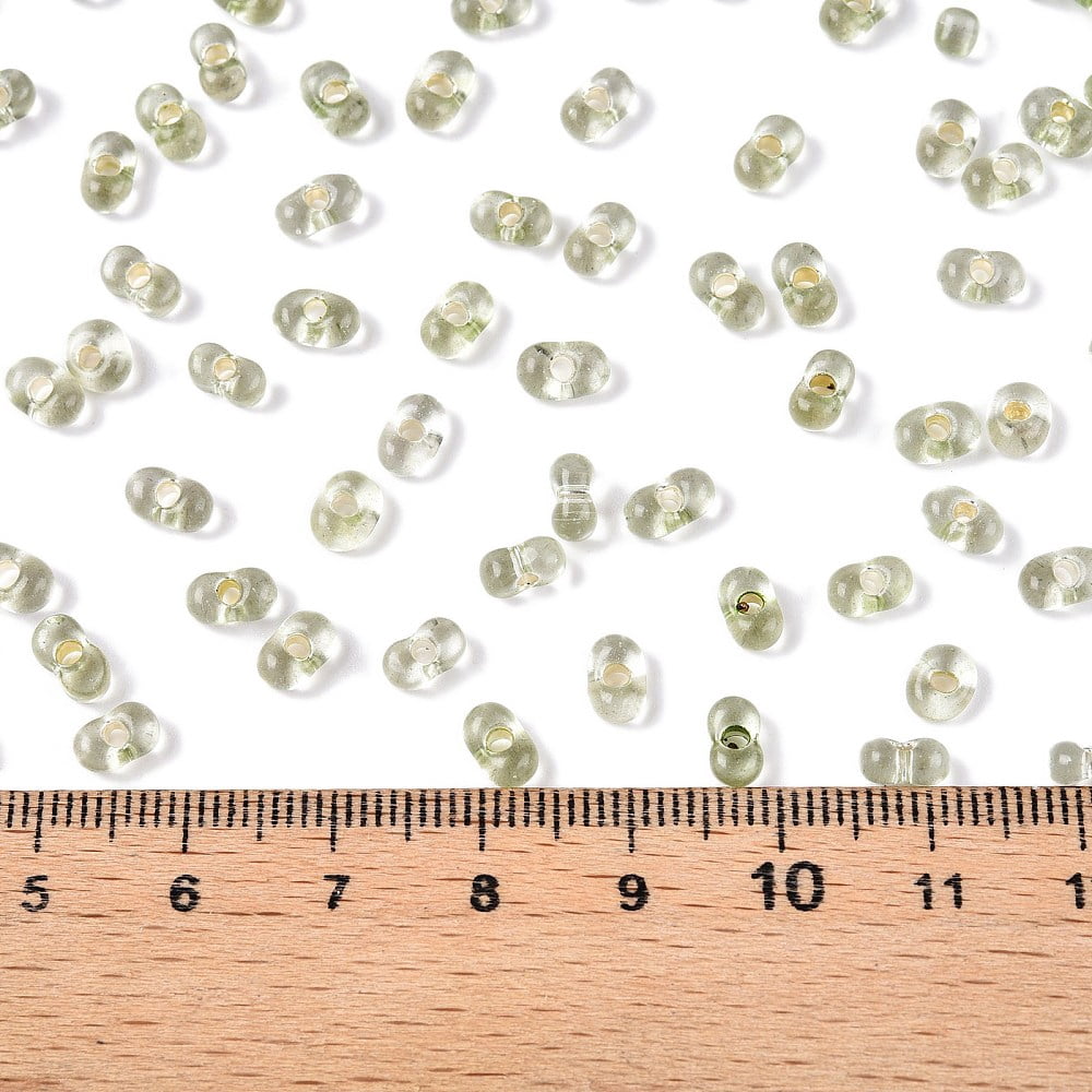 Baking Paint Transparent Glass Seed Beads Silver Lined Peanut Dark Sea Green 5.5~6.5x3.5~4x3~3.5mm Hole: 1.2~1.4mm 4500pcs/pound
