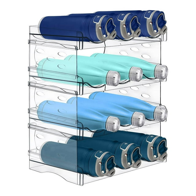 Organizador de Botellas Acrílico Transparente 4 Niveles 12 Compartimentos DEUS KITCHEN Modelo DK-OB12 (Libre de BPA, Fácil Ensamble, Multiusos)