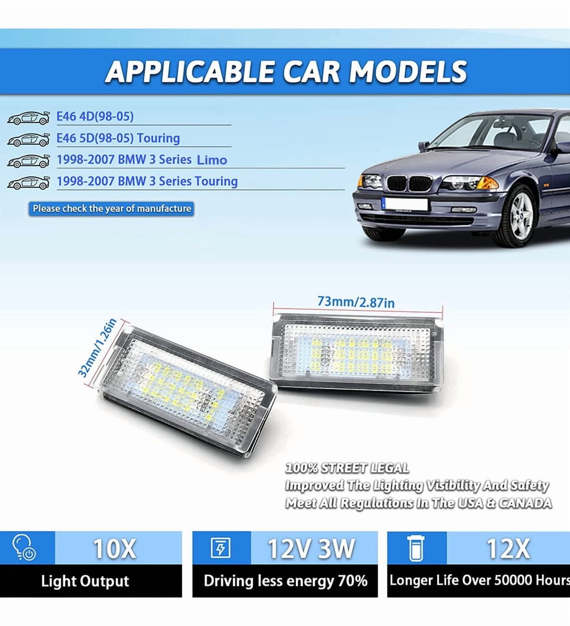 Applicable to License Plate Light for BMW 3 Series E46 98-2005
