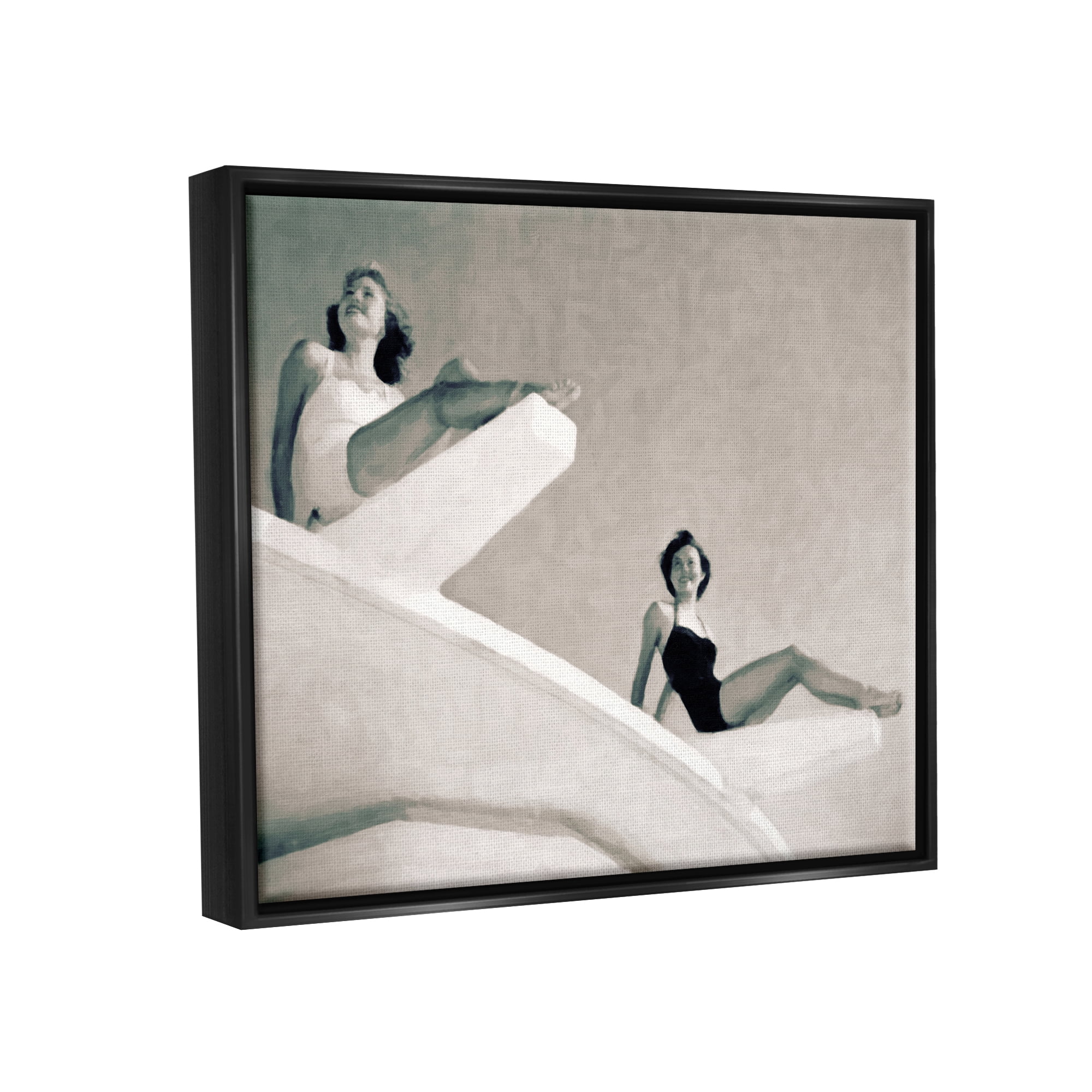 Stupell Industries Girls on Diving Boards Novelty Photography Black Floater Framed Art Print Wall Art, 31 x 25