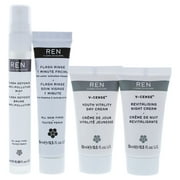 Pollution Proof Kit by REN for Unisex - 4 Pc Kit 0.5oz Flash Rinse 1 Minute Facial, 0.5oz V-Cense Youth Vitality Day
