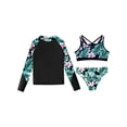 thumbnail image 3 of YUUMIN 3 Pcs Rash Guard Sets for Girls Upf 50+ Swim Tank Shirts Bikini Crop Top Brief Bathing Suit Swimwear Lily 16, 3 of 5