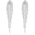thumbnail image 1 of LAICAIW Silver Rhinestone Crystal Bridal Chandelier Long Tassels Dangle Earrings for Wedding, 1 of 6