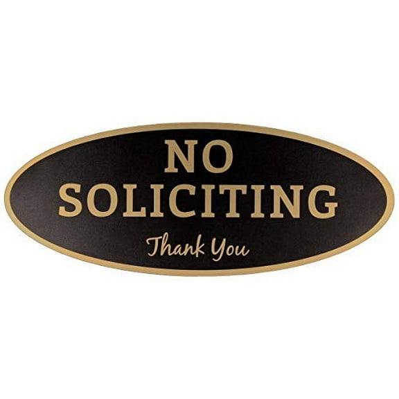 No Soliciting Sign ? Digitally Printed Indoor/Outdoor Sign ? Durable UV and Weather Resistant (Small - 2" x 5", Black with Gold Letters)