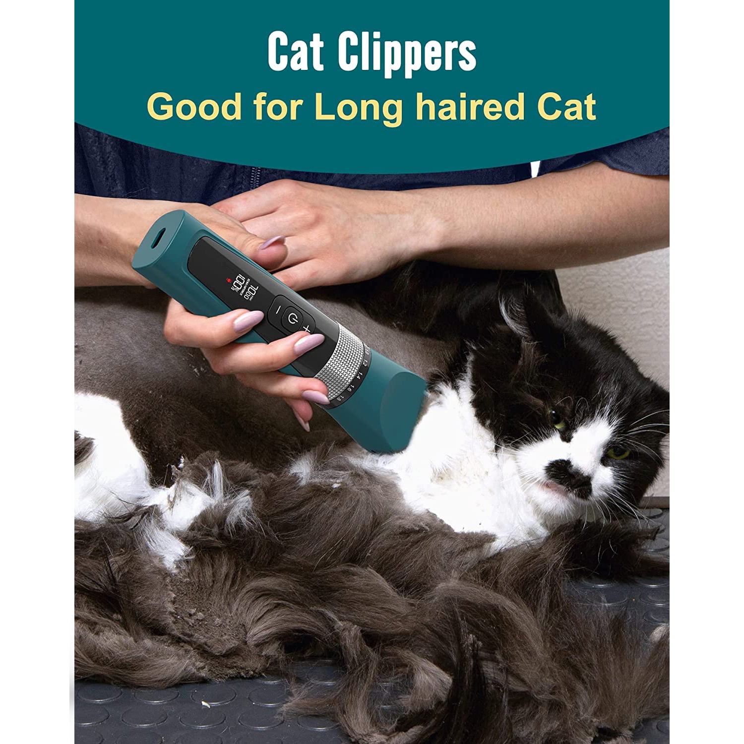 Oneisall 5 Speed Cat Grooming Clippers Cordless Low Noise Rechargeable Waterproof Haircut Trimmer for Dogs Cats Walmart