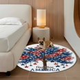 thumbnail image 3 of Independence Day Washable Round Area Rug 3.3 ft, Five-Pointed Star Tree U.S. Flag Themed, Soft Non Slip Rugs Stain Repellent Indoor Felt Carpet for Living Dining Room Bedroom Home Office, 3 of 9