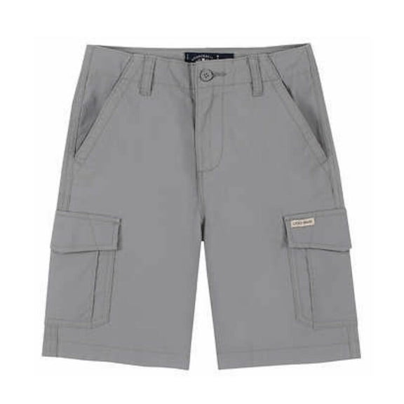 Lucky Brand Boys' Youth Flat Front Standard Fit Cargo Shorts, Grey, L (14/16)