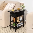 thumbnail image 2 of End Table with Charging Station, Flip Top Side Table with USB Ports and Outlets, Sofa Couch Table Bedside Table for Living Room Bedroom, Narrow Nightstand with Storage Shelves for Small Space, 2 of 15