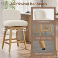 thumbnail image 2 of ReNest 26" Swivel Counter Height Bar Stools, Modern Upholstered Counter Stools with Back and Wood Legs for Kitchen Island & Home Bar, Cream Fabric, Set of 4, 2 of 13