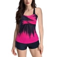 thumbnail image 1 of Fadeal Bathing Suit for Women Women Plus Size Tankini Swimsuits Two Piece Color Block Cutout Flowy Tummy Bathing Suits with Shorts Tankini Swimsuits for Women Hot Pink M, 1 of 4