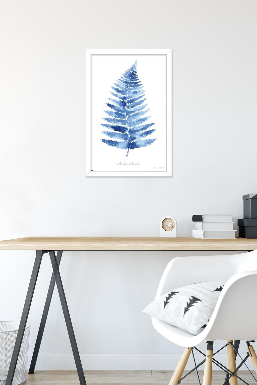 Jean Plout - Indigo Botanical Asoidium Angulare Wall Poster, 14.725" x 22.375" Framed