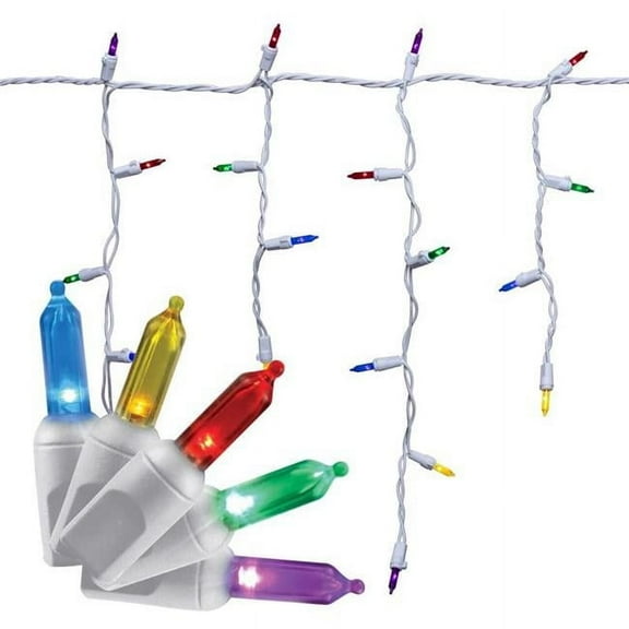 Celebrations 9096569 19.6 ft. Classic LED T5 Icicle Christmas Lights, Multi Color- 300 Count
