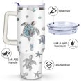 thumbnail image 3 of 40oz Cute Ocean Life Turtle Stainless Steel Flip Straw Tumbler Spill Proof Travel Cup Double Wall Vacuum Insulated Coffee Mug with Top Handle, 3 of 6