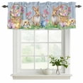 thumbnail image 2 of Happy Easter Valances for Windows, Decorative Rod Pocket Window Valance Curtains, Spring Easter Eggs Bunny Floral Blue Wood Short Curtain Drapes for Kitchen/Living Room, 2 Panels, 42" W x 18" L, 2 of 8