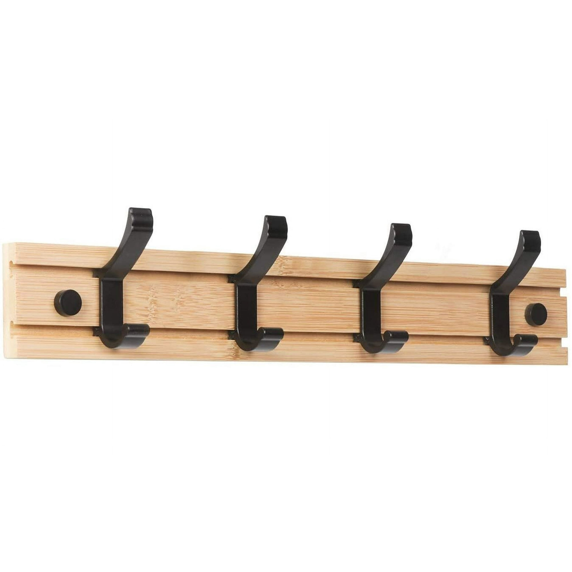 Wall coat hook modern coat rack wooden coat hook bamboo wall coat rack hook rack with 4 movable hooks for jackets coats scarves handbags and more natural Walmart