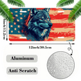 thumbnail image 2 of 1 Pcs 2D Flat License Plate Covers & Frames, Wolf Against American Flag For Decorative Front, Waterproof For Decoration Aluminum License Plate Covers & Frames Cover For Men Women, 12" X 6", 2 of 7