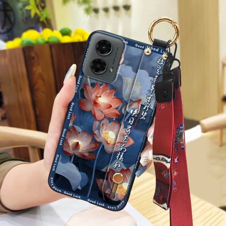 JNG-Phone Case For MOTO G 5G 2024, Lanyard Silicone Back Cover Fashion Ring Durable Anti-dust Wristband Protective For Mom Shockproof Phone Holder Chinese style Waterproof Wrist Strap