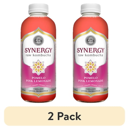 (2 pack) Synergy The Real Kombucha, Pomelo Pink Lemonade, 16 fl oz