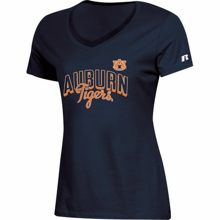 Women's Russell Athletic Navy Auburn Tigers Arch V-Neck T-Shirt