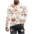 thumbnail image 2 of Qertyioot T-Shirt à Manches 3/4 à Col Rond pour Homme, Chandail Décontracté à Manches Longues, Blouse Imprimée de la Saint-Valentin, 2 of 5