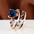 thumbnail image 3 of Gems Jewels 14K Rose Gold Plated 2 Ct Heart Cut Sapphire Wedding Engagement Bridal Ring Set For Women's 925 Sterling Silver -8, 3 of 3