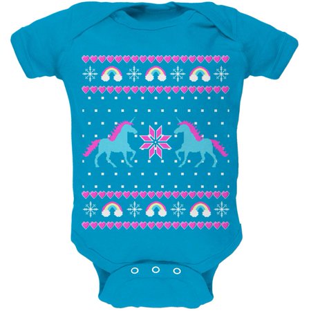 Unicorn Rainbow Ugly Christmas Sweater Soft Baby One