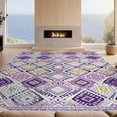 thumbnail image 2 of Design&I 3'x5' Ultra Soft Throw Mat, Purple Boho Grey Abstract Trellis Interlocking Lattice Motifs None Fluffy Washable Easy Care Indoor rug for Bedside Hallway, 2 of 7