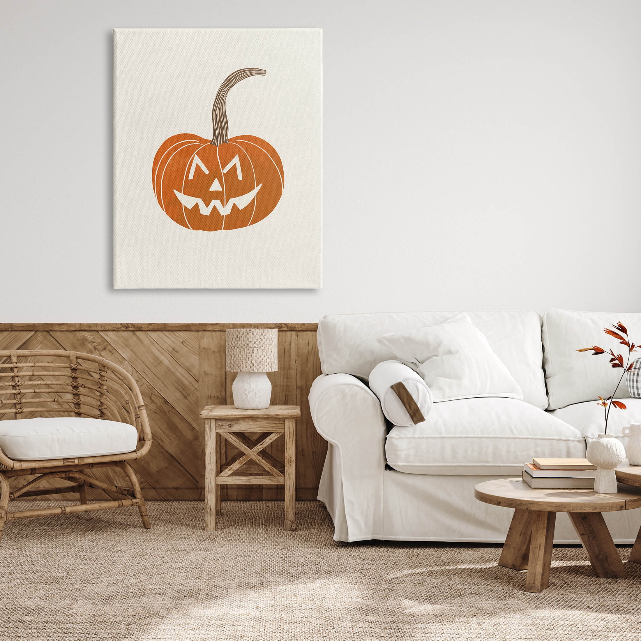 Stupell Industries Happy Jack-o-Lantern Smile Graphic Art Gallery Wrapped Canvas Print Wall Art, Design by Taylor Shannon Designs