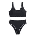 thumbnail image 4 of Girls Swimsuit Crisscross Tie Back Bikini Sets Two Piece Bathing Suit Kids Swimwear Size 8-14 Years(Black,10Y), 4 of 9
