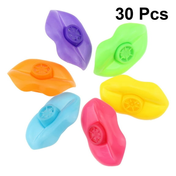 MLINS 30 Assorted Color Lip Design Plastic Whistles for Kids Party Games and Cheerleading 30pcs