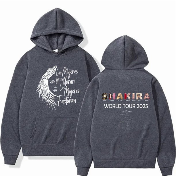 Shakira Las Mujeres Ya No Lloran World Tour sudaderas con capucha para hombre sudaderas de Hip Hop alta calidad primavera otoño jerseys de gran tamaño,Dark grey,XXL