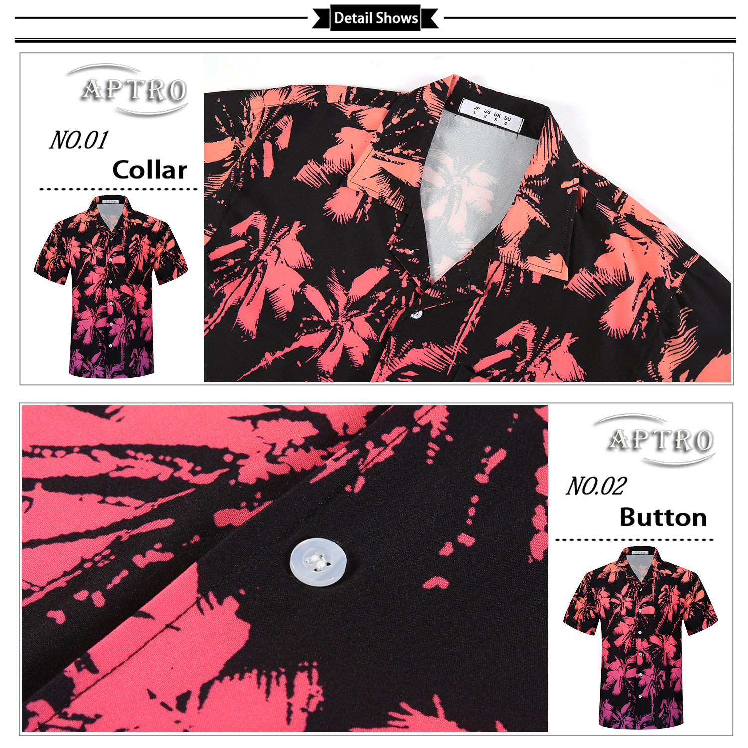 aptro men's hawaiian shirt