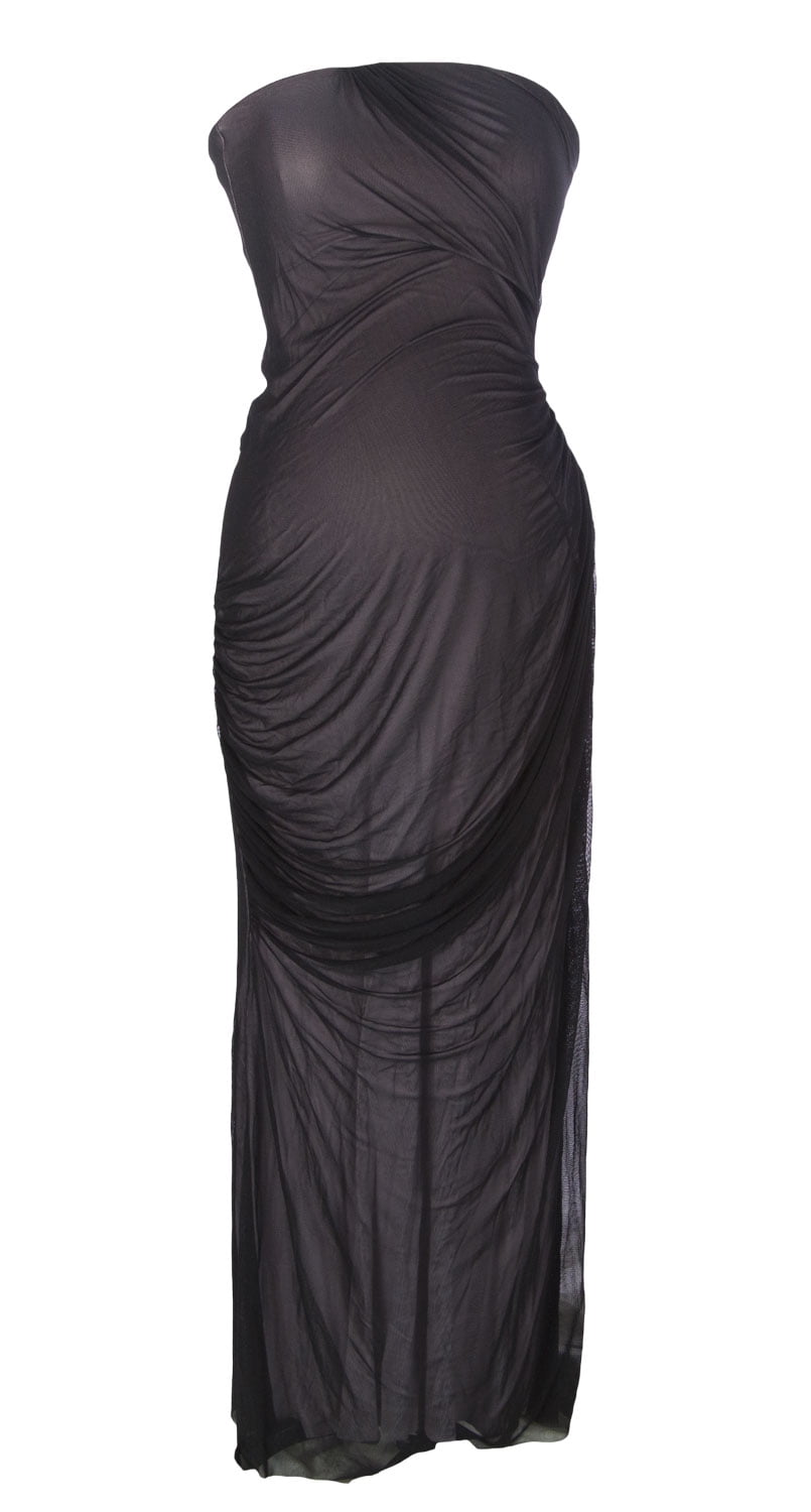 black strapless maternity dress
